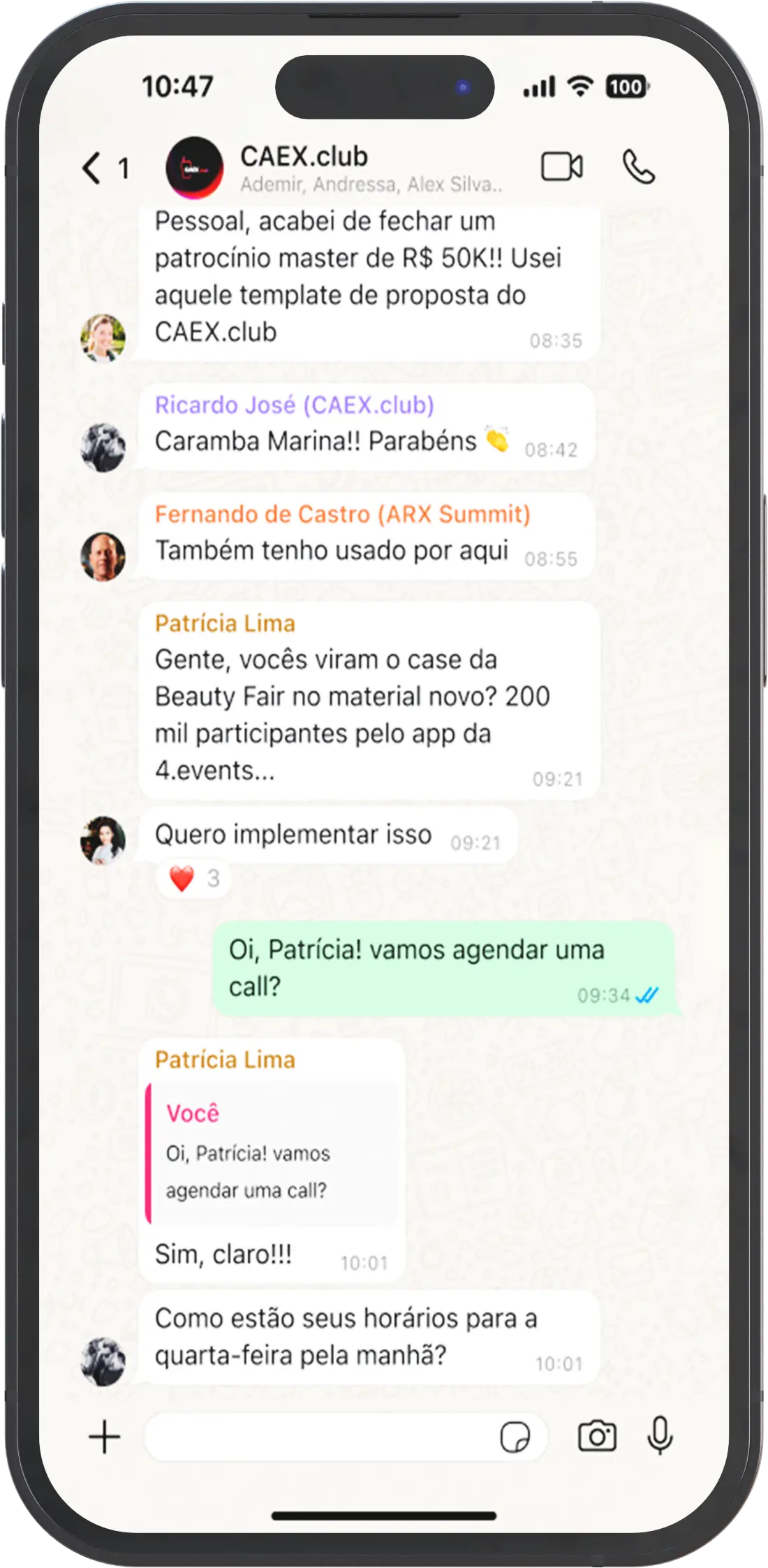 Interações reais entre especialistas do CAEX.club discutindo inovações e oportunidades no mercado de eventos